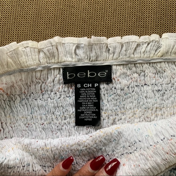 BEBE Off The Shoulder Bell Sleeve Crop Top - Picture 5 of 6